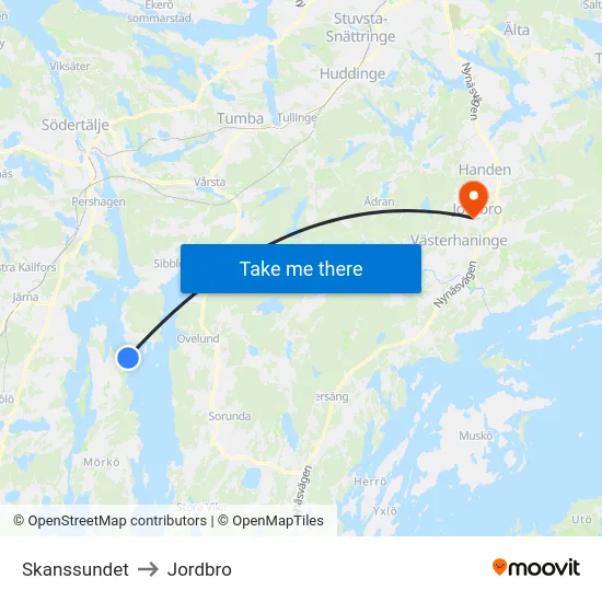 Skanssundet to Jordbro map