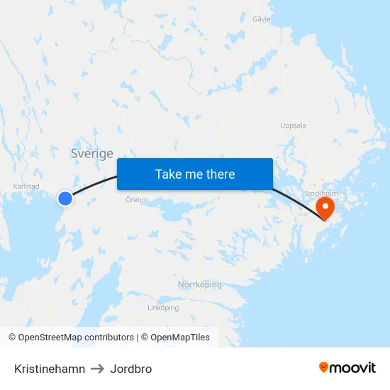 Kristinehamn to Jordbro map