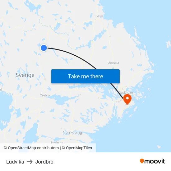 Ludvika to Jordbro map