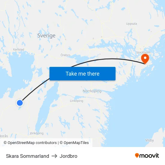 Skara Sommarland to Jordbro map