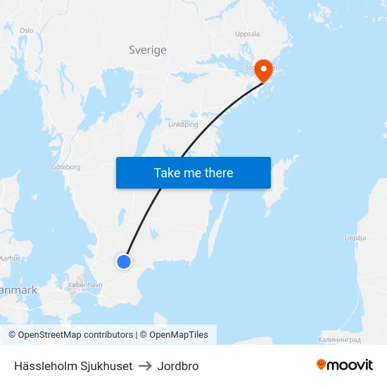 Hässleholm Sjukhuset to Jordbro map