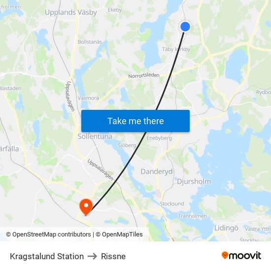 Kragstalund Station to Rissne map