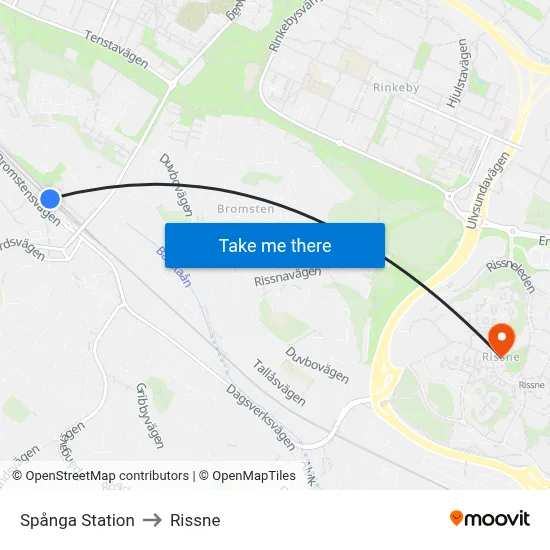 Spånga Station to Rissne map