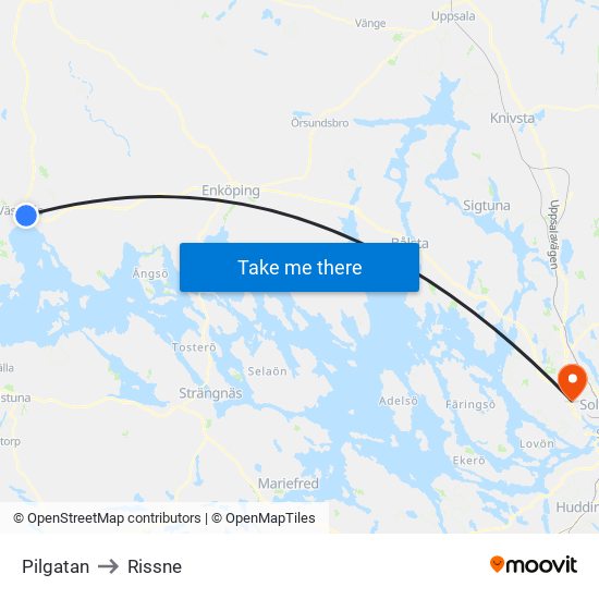 Pilgatan to Rissne map