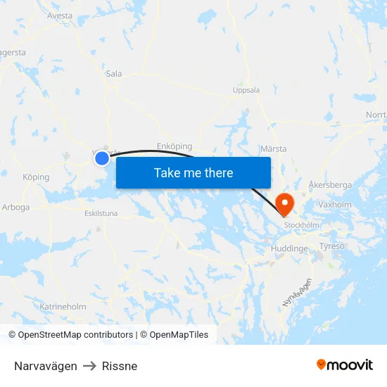Narvavägen to Rissne map