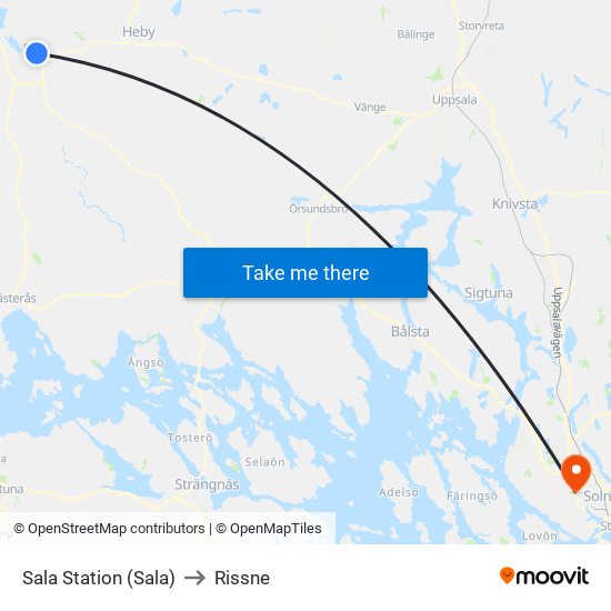 Sala Station (Sala) to Rissne map