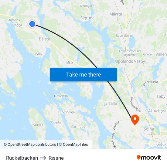 Ruckelbacken to Rissne map