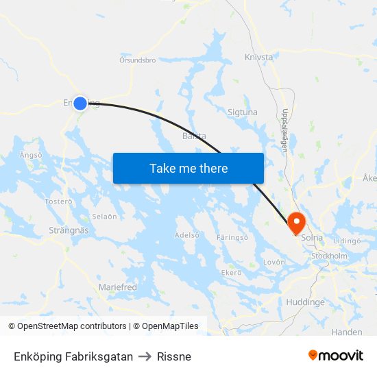 Enköping Fabriksgatan to Rissne map