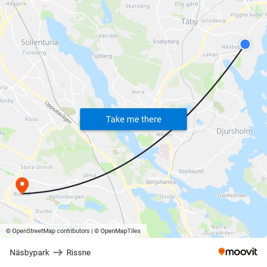 Näsbypark to Rissne map