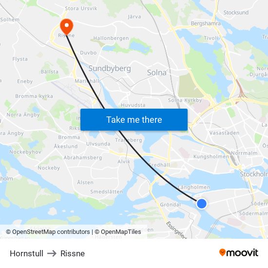 Hornstull to Rissne map