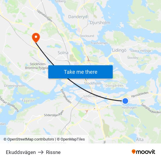 Ekuddsvägen to Rissne map