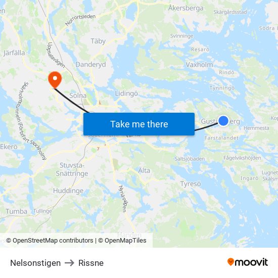 Nelsonstigen to Rissne map