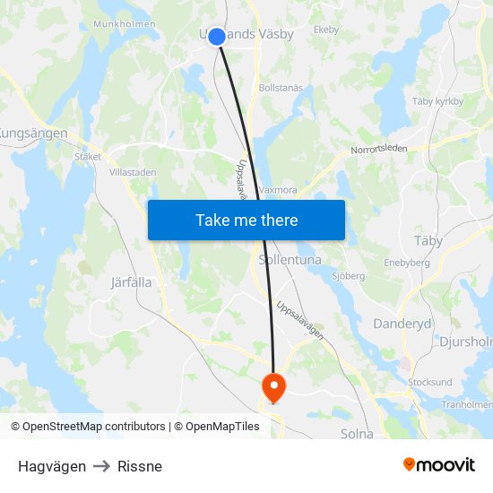 Hagvägen to Rissne map