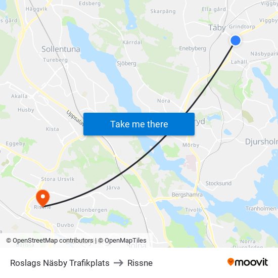 Roslags Näsby Trafikplats to Rissne map