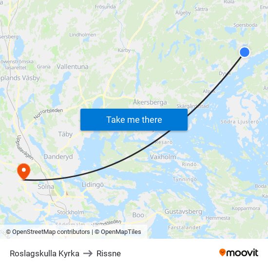 Roslagskulla Kyrka to Rissne map