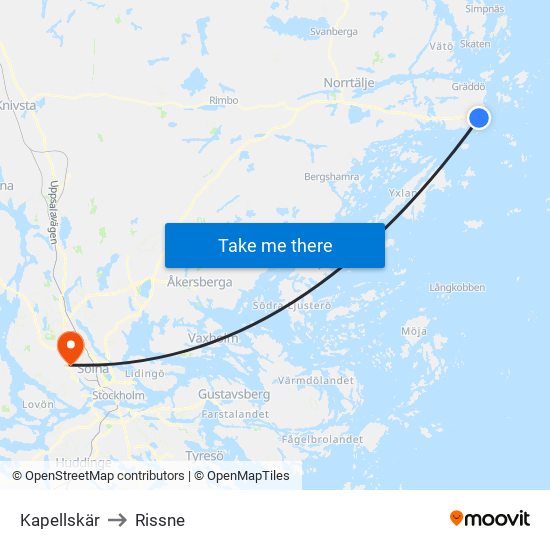 Kapellskär to Rissne map
