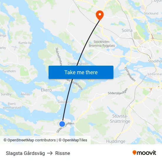 Slagsta Gårdsväg to Rissne map
