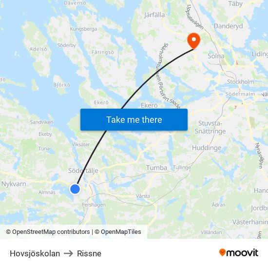 Hovsjöskolan to Rissne map