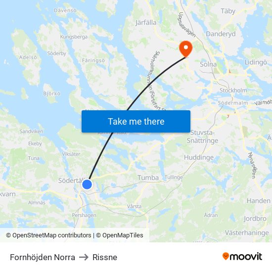 Fornhöjden Norra to Rissne map