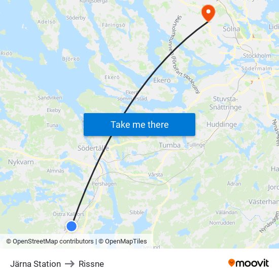 Järna Station to Rissne map