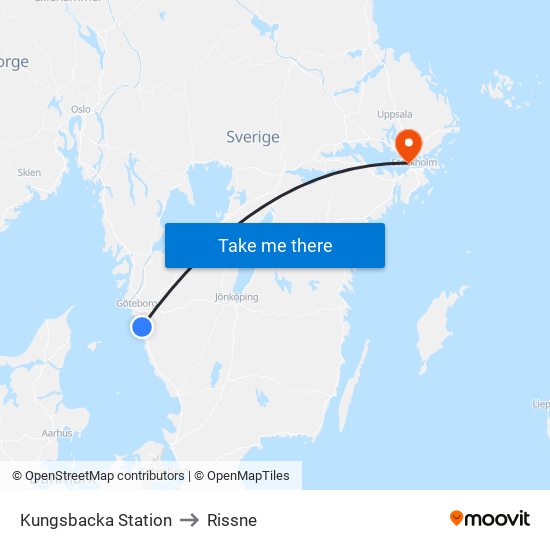 Kungsbacka Station to Rissne map