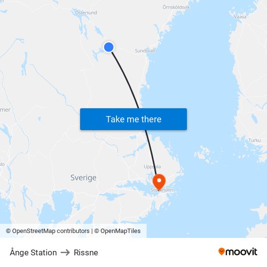 Ånge Station to Rissne map