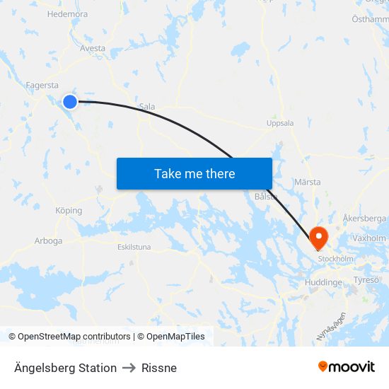 Ängelsberg Station to Rissne map