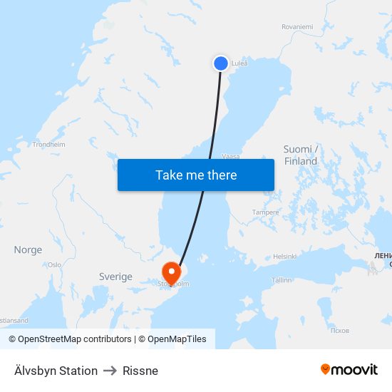 Älvsbyn Station to Rissne map