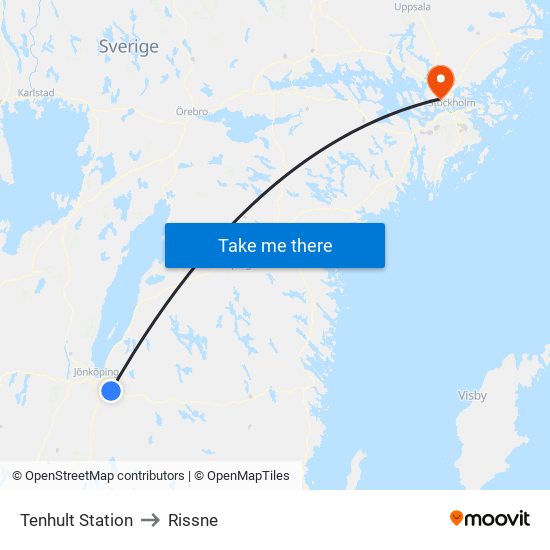 Tenhult Station to Rissne map