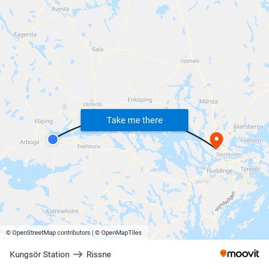 Kungsör Station to Rissne map