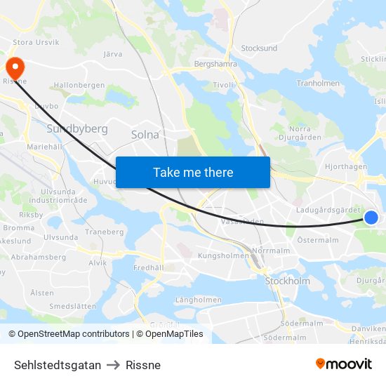 Sehlstedtsgatan to Rissne map