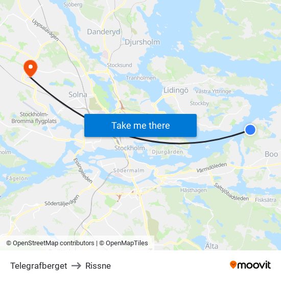 Telegrafberget to Rissne map