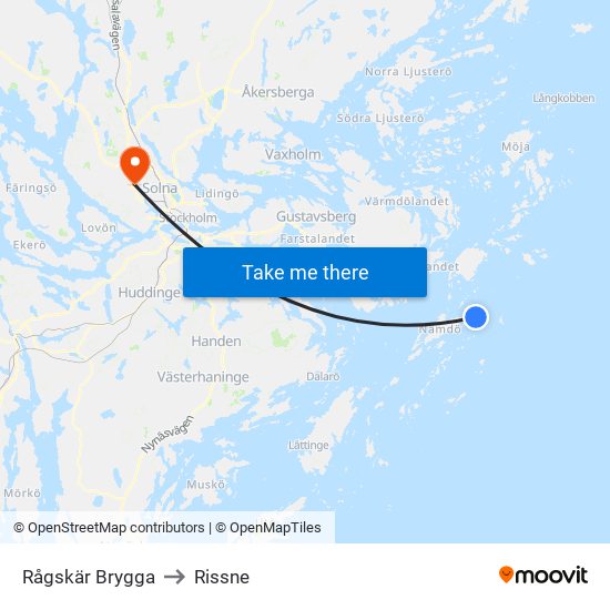 Rågskär Brygga to Rissne map