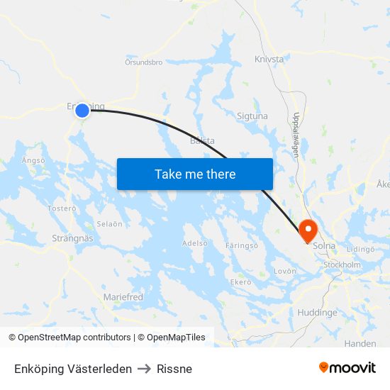 Enköping Västerleden to Rissne map