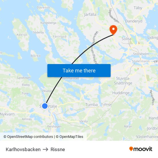 Karlhovsbacken to Rissne map