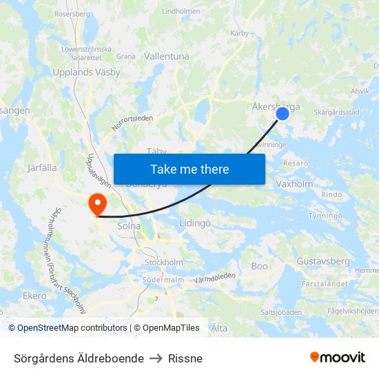 Sörgårdens Äldreboende to Rissne map