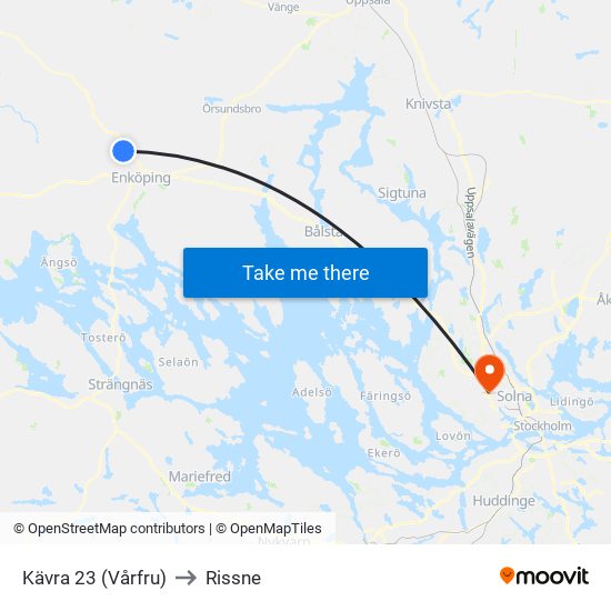 Kävra 23 (Vårfru) to Rissne map