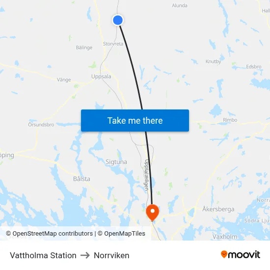 Vattholma Station to Norrviken map