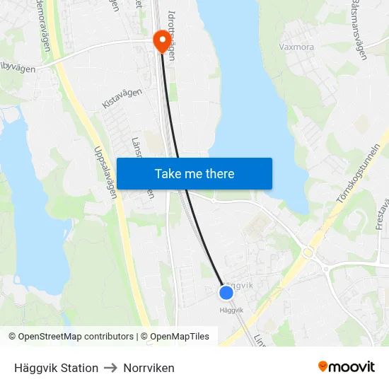 Häggvik Station to Norrviken map