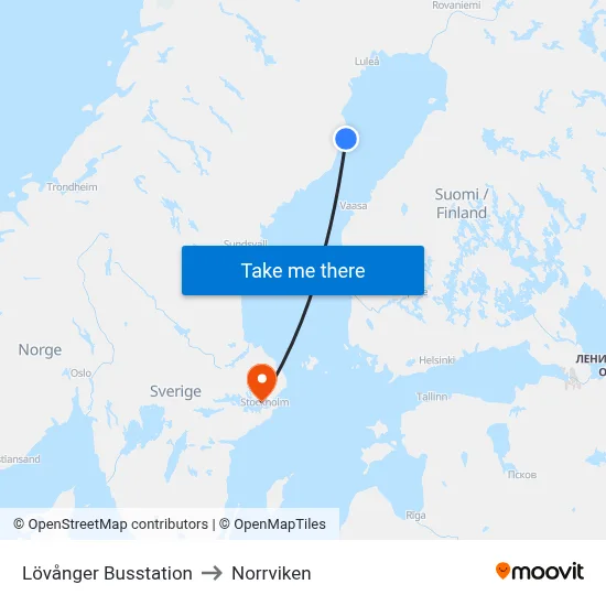 Lövånger Busstation to Norrviken map