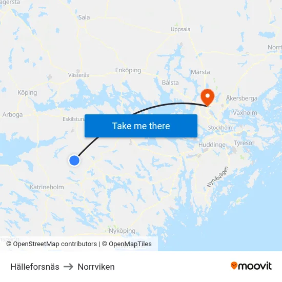 Hälleforsnäs to Norrviken map