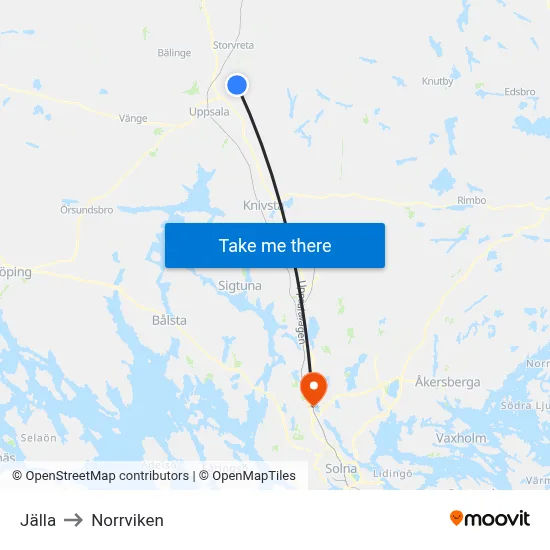 Jälla to Norrviken map