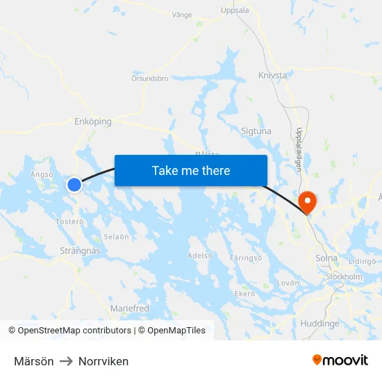 Märsön to Norrviken map