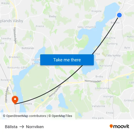 Bällsta to Norrviken map