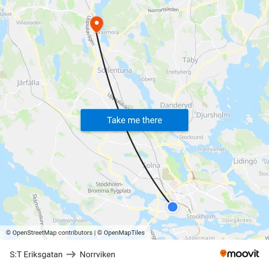 S:T Eriksgatan to Norrviken map