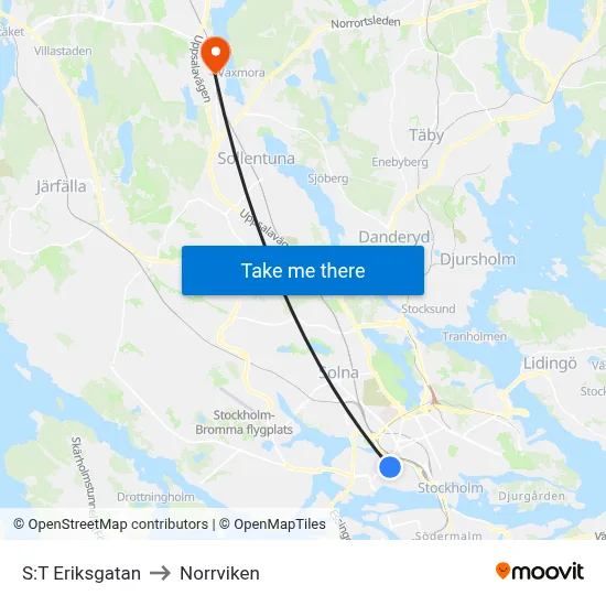 S:T Eriksgatan to Norrviken map