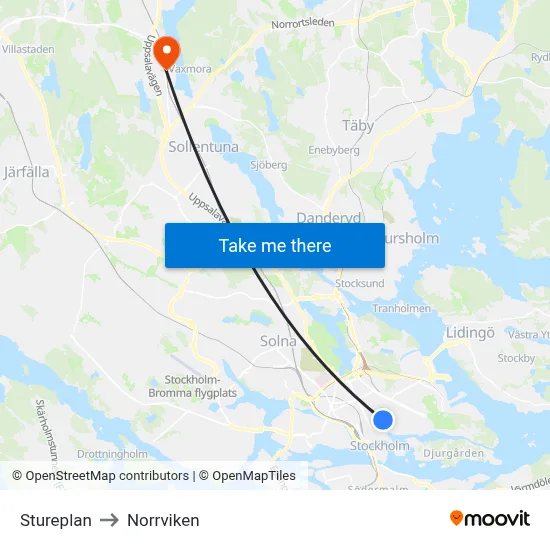 Stureplan to Norrviken map