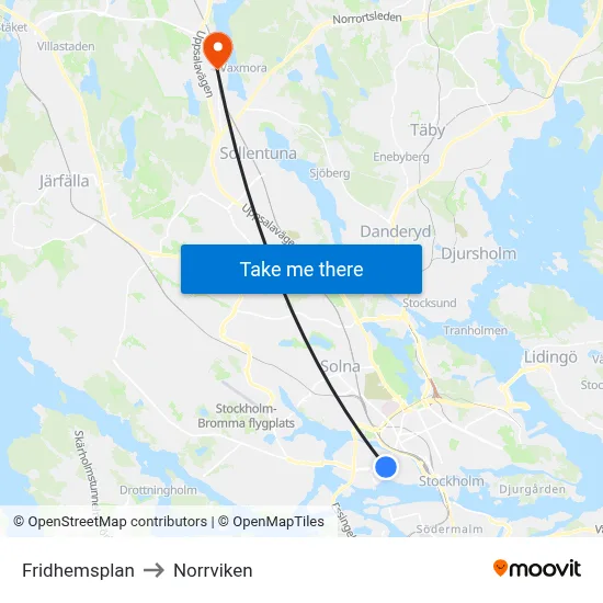 Fridhemsplan to Norrviken map