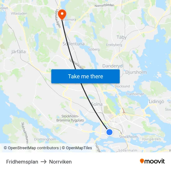 Fridhemsplan to Norrviken map