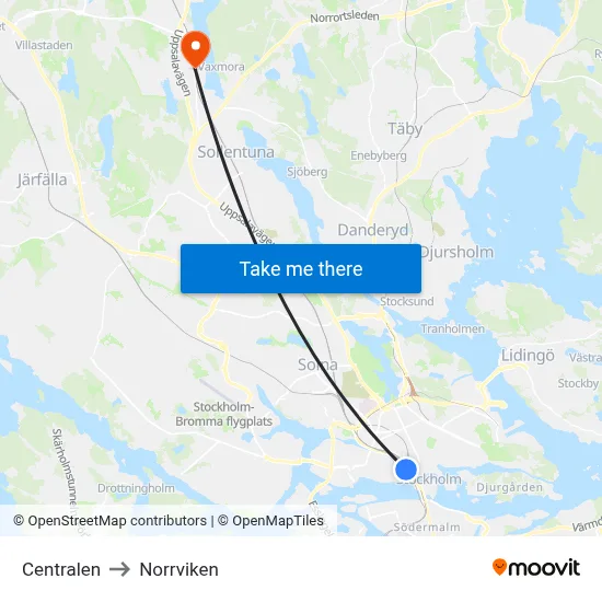 Centralen to Norrviken map